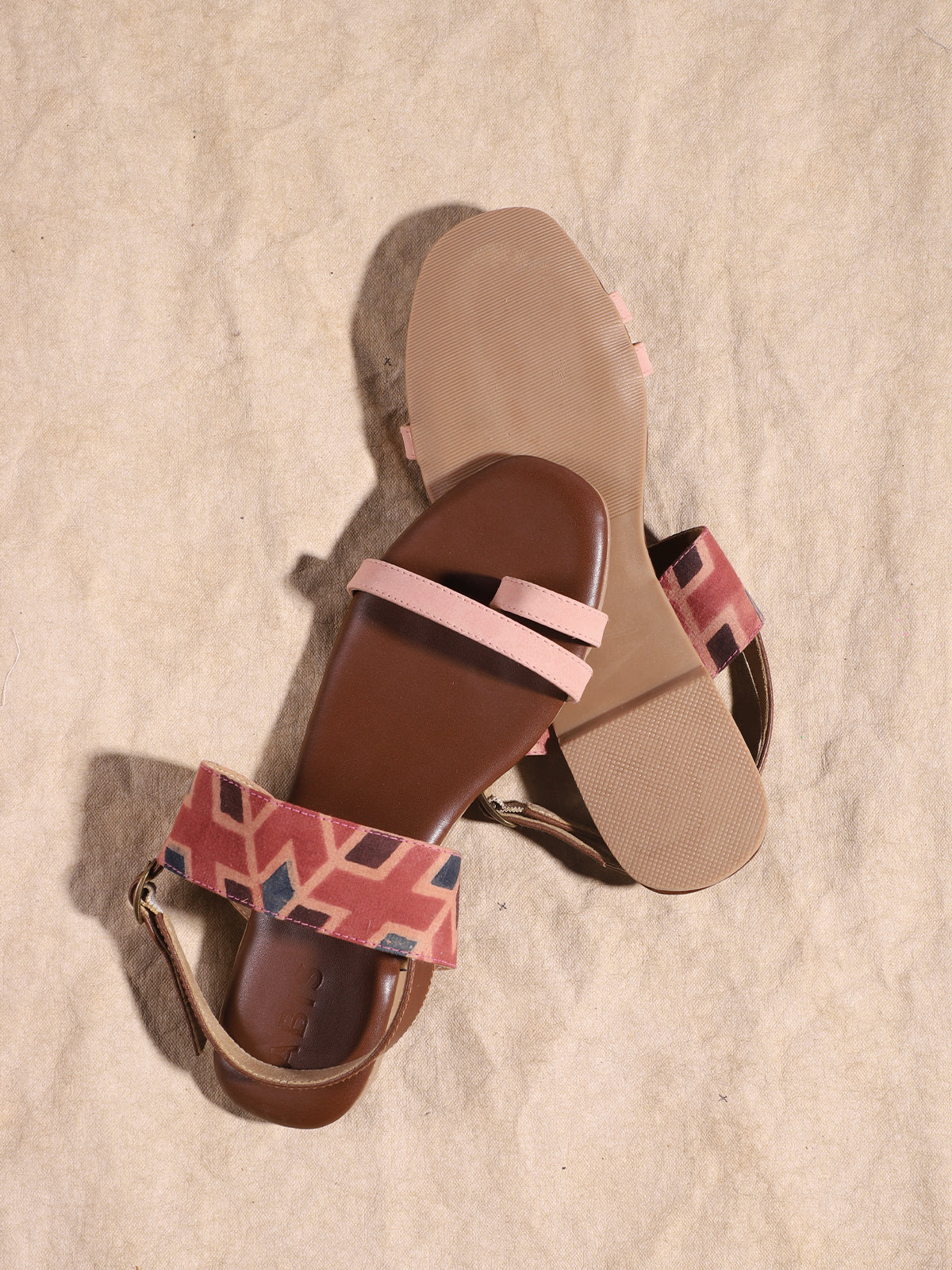 Ajrakh Flat Sandals Pink