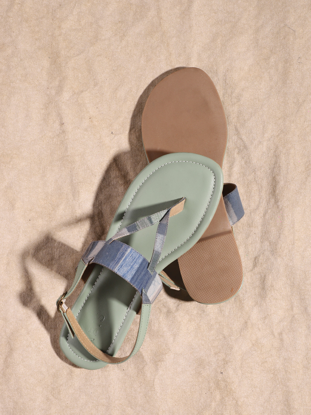 Ajrakh Flat Sandals Mint