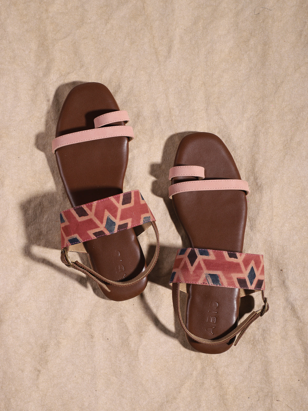 Ajrakh Flat Sandals Pink