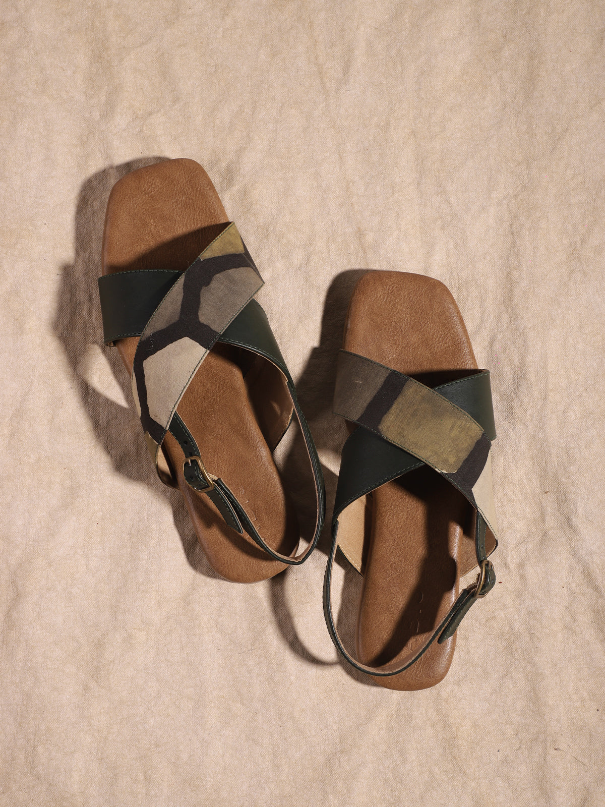 Ajrakh Flat Sandals Green