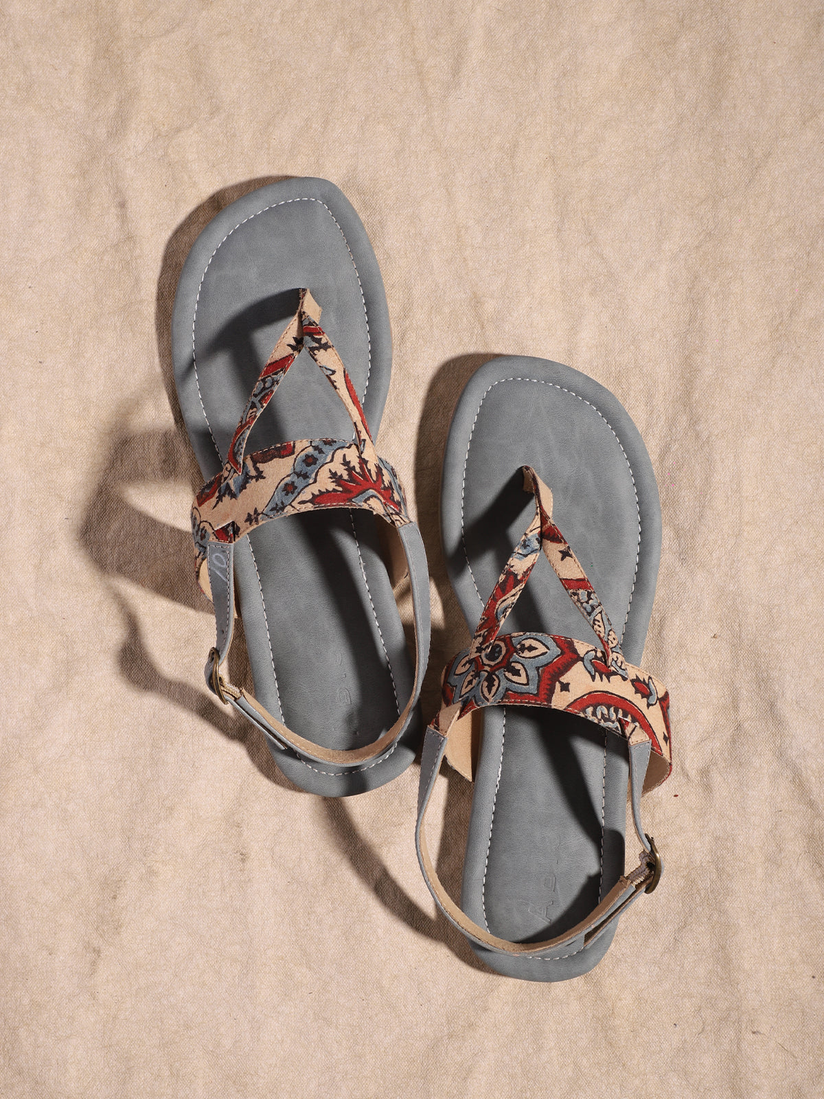 Ajrakh Flat Sandals Blue