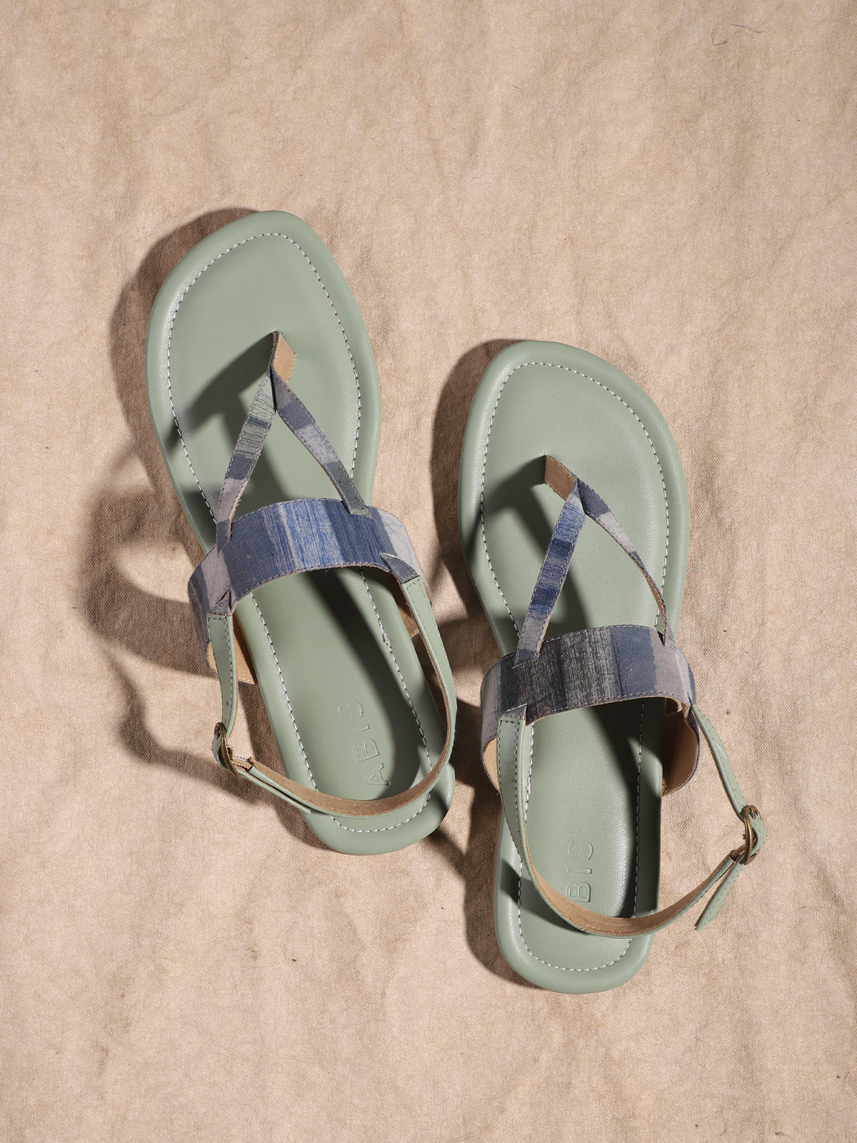 Ajrakh Flat Sandals Mint